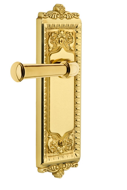 Grandeur Hardware - Windsor Plate Double Dummy with Georgetown Lever in Polished Brass - WINGEO - 807741