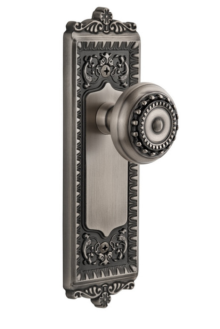 Grandeur Hardware - Windsor Plate Double Dummy with Parthenon knob in Antique Pewter - WINPAR - 800956