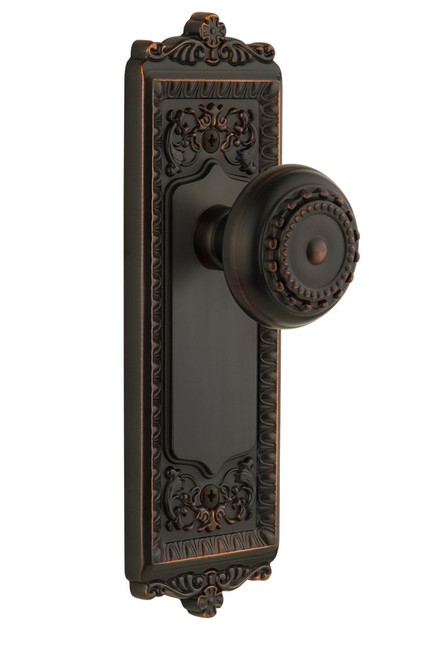 Grandeur Hardware - Windsor Plate Double Dummy with Parthenon knob in Timeless Bronze - WINPAR - 800959