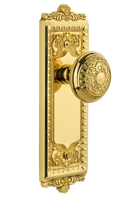 Grandeur Hardware - Windsor Plate Double Dummy with Windsor knob in Polished Brass - WINWIN - 821766