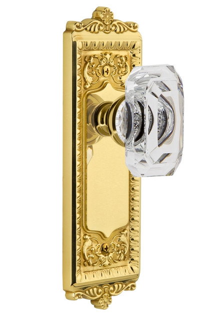 Grandeur Hardware - Windsor Plate Dummy with Baguette Crystal Knob in Lifetime Brass - WINBCC - 828156