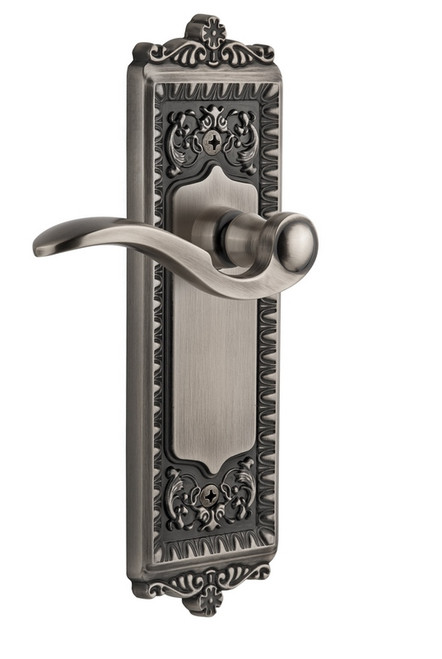 Grandeur Hardware - Windsor Plate Dummy with Bellagio Lever in Antique Pewter - WINBEL - 822084