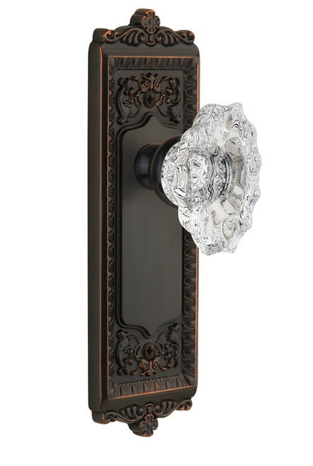 Grandeur Hardware - Windsor Plate Dummy with Biarritz Crystal Knob in Timeless Bronze - WINBIA - 800536