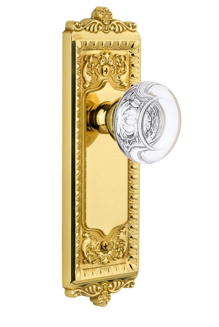 Grandeur Hardware - Windsor Plate Dummy with Bordeaux Knob in Lifetime Brass - WINBOR - 810084