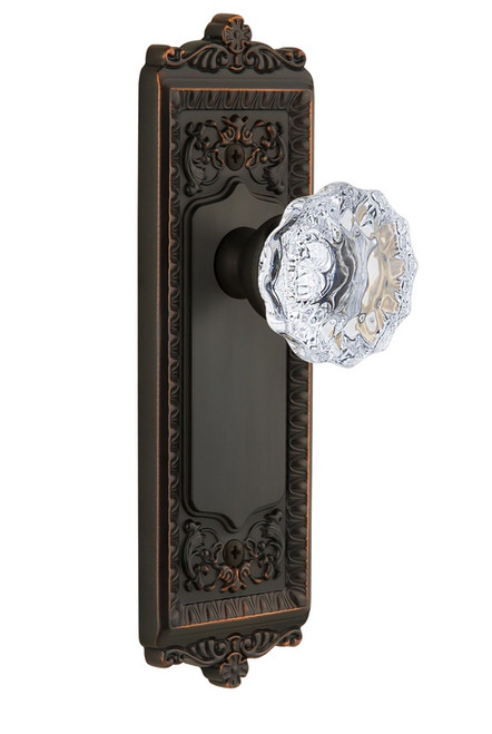 Grandeur Hardware - Windsor Plate Dummy with Fontainebleau knob in Timeless Bronze - WINFON - 822111