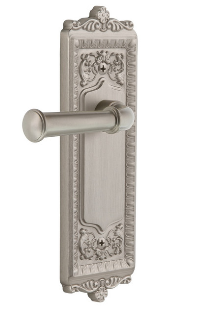 Grandeur Hardware - Windsor Plate Dummy with Georgetown Lever in Satin Nickel - WINGEO - 807700