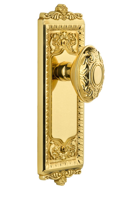 Grandeur Hardware - Windsor Plate Dummy with Grande Victorian knob in Lifetime Brass - WINGVC - 800899