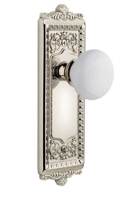 Grandeur Hardware - Windsor Plate Dummy with Hyde Park knob in Polished Nickel - WINHYD - 800197