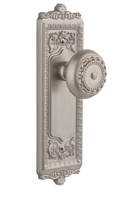 Grandeur Hardware - Windsor Plate Dummy with Parthenon knob in Satin Nickel - WINPAR - 800951