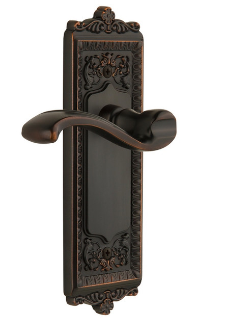 Grandeur Hardware - Windsor Plate Dummy with Portofino Lever in Timeless Bronze - WINPRT - 822890