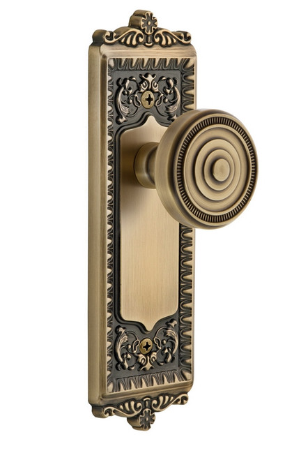 Grandeur Hardware - Windsor Plate Dummy with Soleil Knob in Vintage Brass - WINSOL - 808052