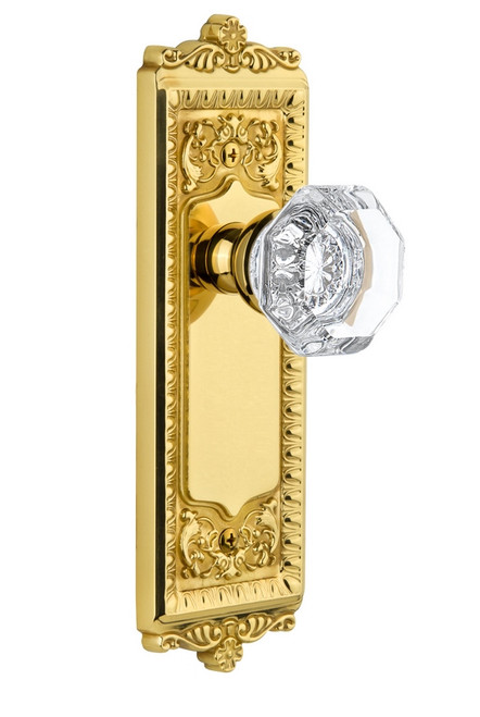 Grandeur Hardware - Windsor Plate Passage with Chambord Knob in Lifetime Brass - WINCHM - 824546