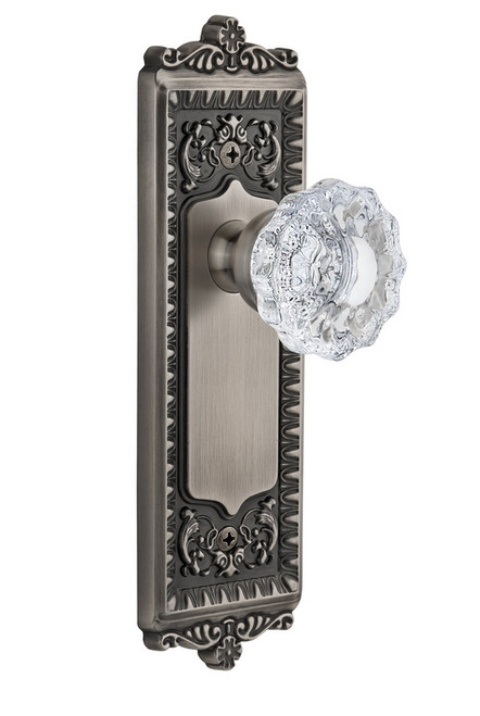 Grandeur Hardware - Windsor Plate Passage with Versailles knob in Antique Pewter - WINVER - 822717