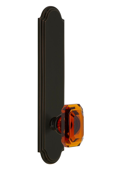 Grandeur Hardware - Hardware Arc Tall Plate Passage with Baguette Amber Knob in Timeless Bronze - ARCBCA - 834215