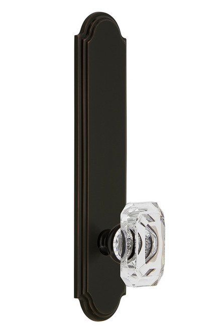 Grandeur Hardware - Hardware Arc Tall Plate Passage with Baguette Clear Crystal Knob in Timeless Bronze - ARCBCC - 834896