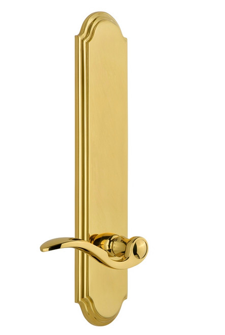 Grandeur Hardware - Hardware Arc Tall Plate Double Dummy with Bellagio Lever in Lifetime Brass - ARCBEL - 804071