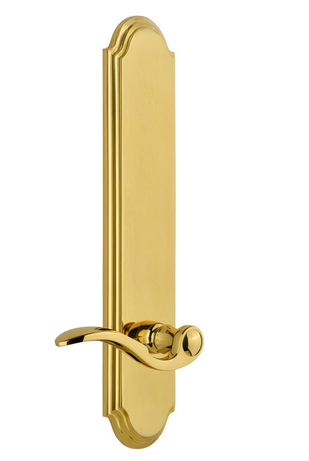 Grandeur Hardware - Hardware Arc Tall Plate Double Dummy with Bellagio Lever in Polished Brass - ARCBEL - 804067