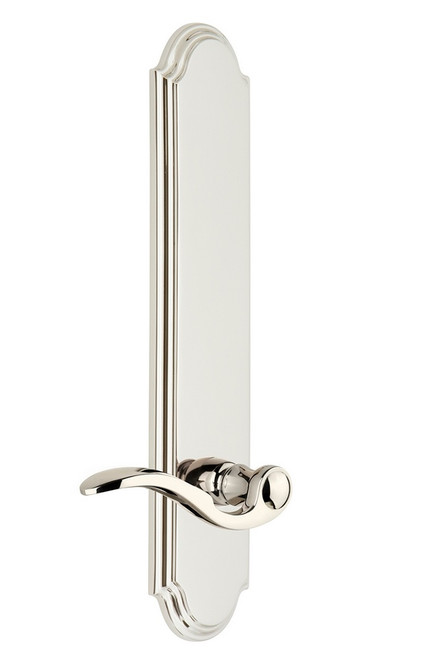 Grandeur Hardware - Hardware Arc Tall Plate Double Dummy with Bellagio Lever in Polished Nickel - ARCBEL - 804072