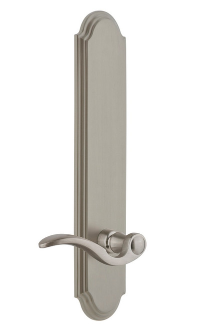 Grandeur Hardware - Hardware Arc Tall Plate Double Dummy with Bellagio Lever in Satin Nickel - ARCBEL - 804068