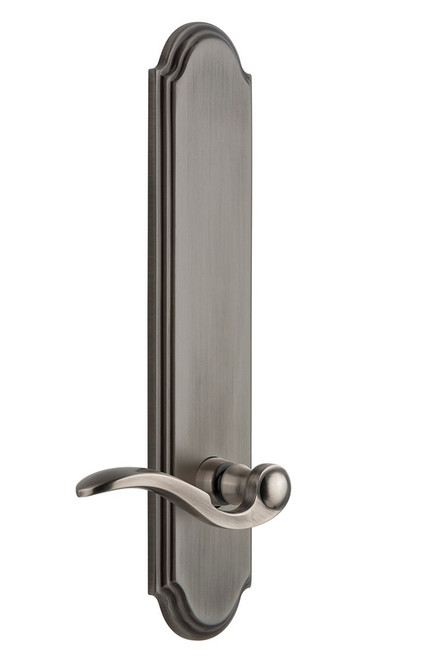 Grandeur Hardware - Hardware Arc Tall Plate Passage with Bellagio Lever in Antique Pewter - ARCBEL - 835963