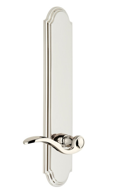 Grandeur Hardware - Hardware Arc Tall Plate Passage with Bellagio Lever in Polished Nickel - ARCBEL - 803822