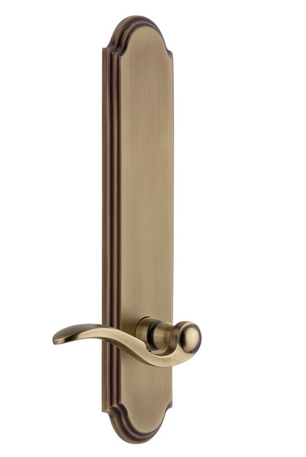 Grandeur Hardware - Hardware Arc Tall Plate Passage with Bellagio Lever in Vintage Brass - ARCBEL - 835976