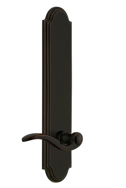 Grandeur Hardware - Hardware Arc Tall Plate Privacy with Bellagio Lever in Timeless Bronze - ARCBEL - 837794