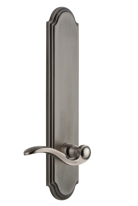 Grandeur Hardware - Hardware Arc Tall Plate Dummy with Bellagio Lever in Antique Pewter - ARCBEL - 803948
