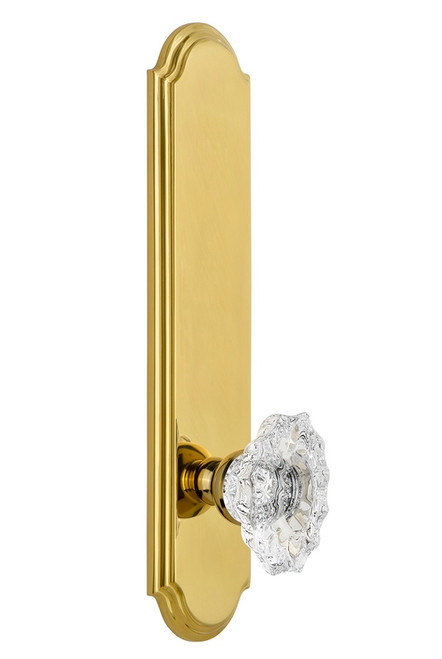 Grandeur Hardware - Hardware Arc Tall Plate Double Dummy with Biarritz Knob in Polished Brass - ARCBIA - 804168