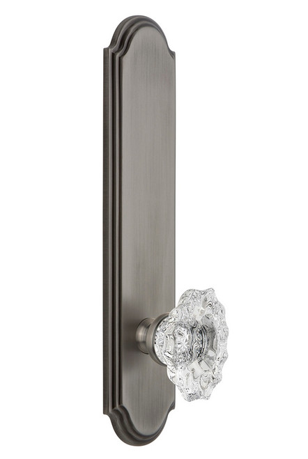 Grandeur Hardware - Hardware Arc Tall Plate Privacy with Biarritz Knob in Antique Pewter - ARCBIA - 815194