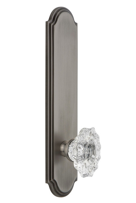 Grandeur Hardware - Hardware Arc Tall Plate Privacy with Biarritz Knob in Antique Pewter - ARCBIA - 836722