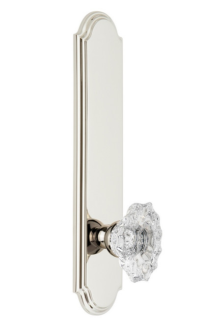 Grandeur Hardware - Hardware Arc Tall Plate Dummy with Biarritz Knob in Polished Nickel - ARCBIA - 804056