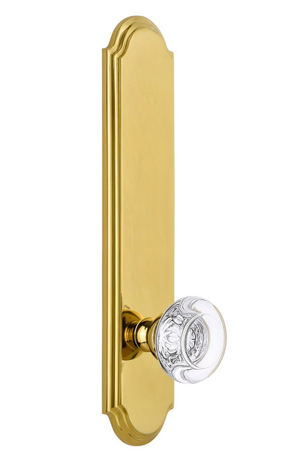 Grandeur Hardware - Hardware Arc Tall Plate Double Dummy with Bordeaux Knob in Lifetime Brass - ARCBOR - 804148