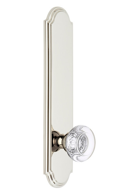 Grandeur Hardware - Hardware Arc Tall Plate Passage with Bordeaux Knob in Polished Nickel - ARCBOR - 803899
