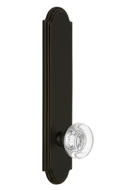 Grandeur Hardware - Hardware Arc Tall Plate Passage with Bordeaux Knob in Timeless Bronze - ARCBOR - 803896