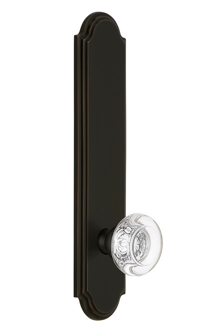 Grandeur Hardware - Hardware Arc Tall Plate Passage with Bordeaux Knob in Timeless Bronze - ARCBOR - 813762