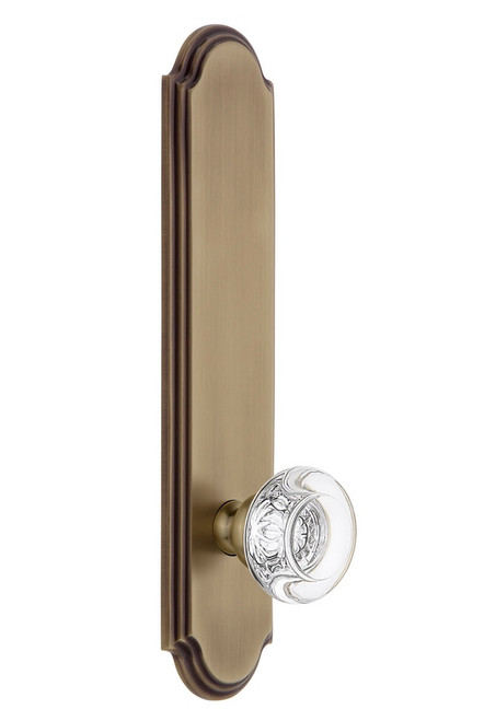 Grandeur Hardware - Hardware Arc Tall Plate Passage with Bordeaux Knob in Vintage Brass - ARCBOR - 803897