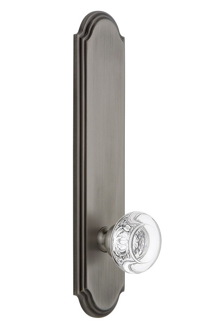 Grandeur Hardware - Hardware Arc Tall Plate Privacy with Bordeaux Knob in Antique Pewter - ARCBOR - 836739