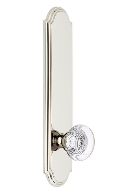 Grandeur Hardware - Hardware Arc Tall Plate Privacy with Bordeaux Knob in Polished Nickel - ARCBOR - 804274