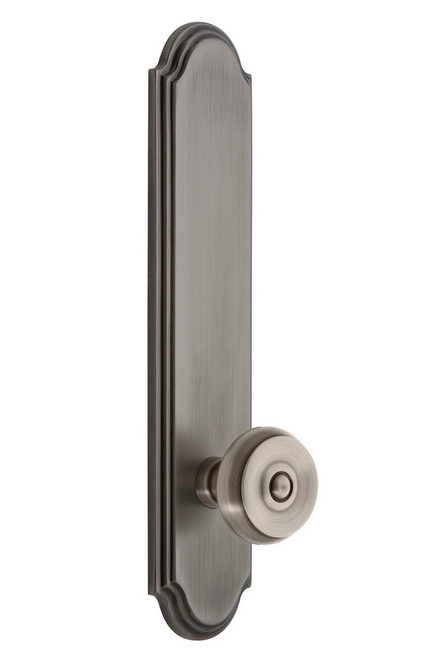 Grandeur Hardware - Hardware Arc Tall Plate Passage with Bouton Knob in Antique Pewter - ARCBOU - 835038