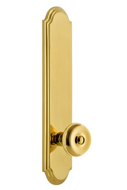 Grandeur Hardware - Hardware Arc Tall Plate Passage with Bouton Knob in Lifetime Brass - ARCBOU - 835458