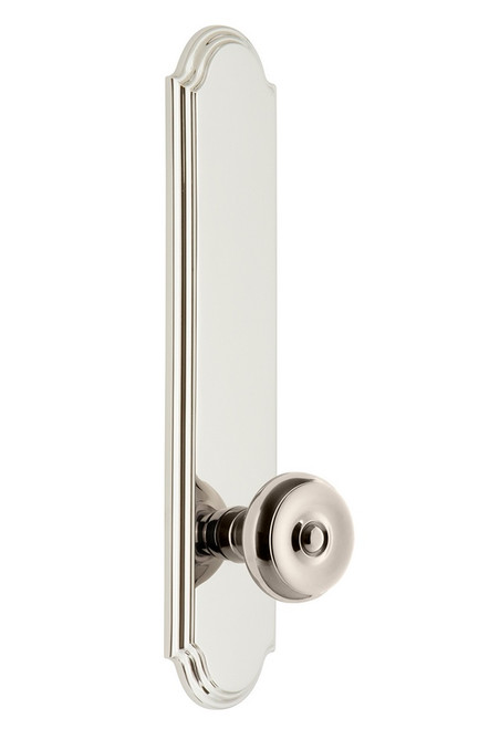 Grandeur Hardware - Hardware Arc Tall Plate Privacy with Bouton Knob in Polished Nickel - ARCBOU - 836770