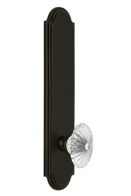 Grandeur Hardware - Hardware Arc Tall Plate Privacy with Burgundy Knob in Timeless Bronze - ARCBUR - 804279