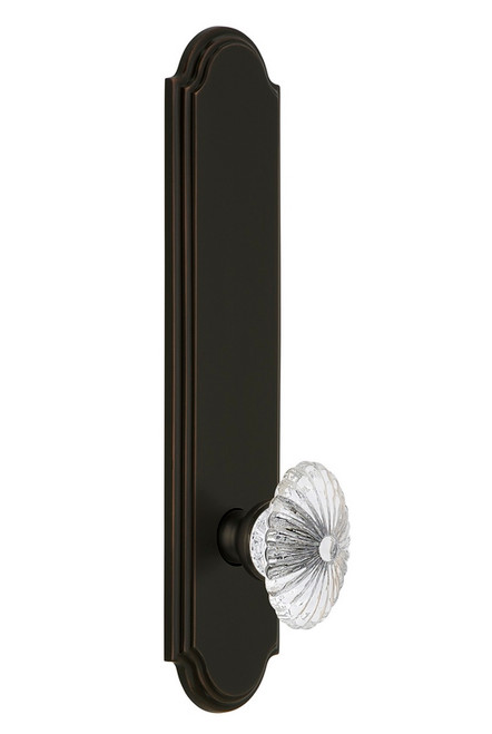 Grandeur Hardware - Hardware Arc Tall Plate Privacy with Burgundy Knob in Timeless Bronze - ARCBUR - 815216