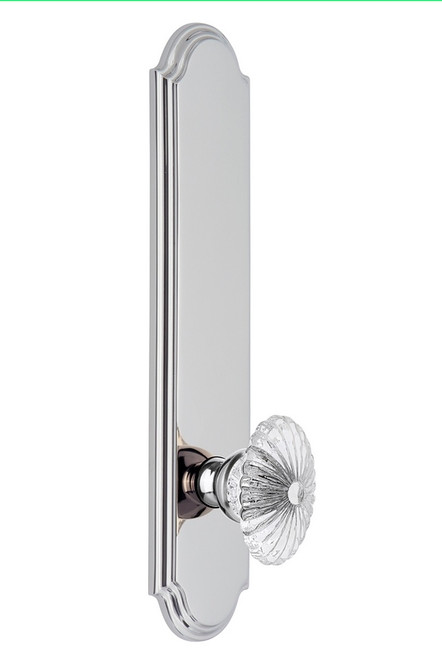 Grandeur Hardware - Hardware Arc Tall Plate Dummy with Burgundy Knob in Bright Chrome - ARCBUR - 804034