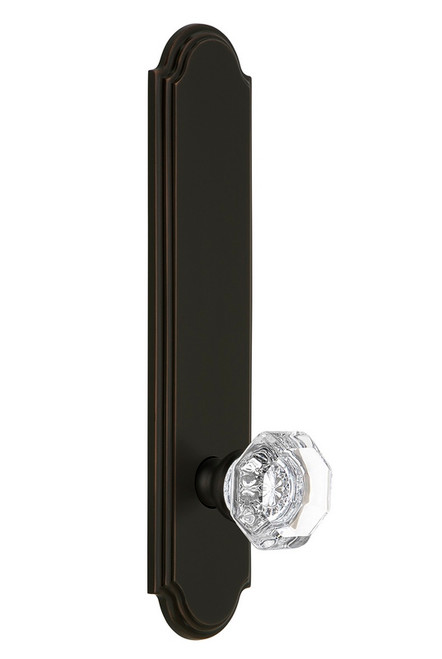 Grandeur Hardware - Hardware Arc Tall Plate Passage with Chambord Knob in Timeless Bronze - ARCCHM - 803872