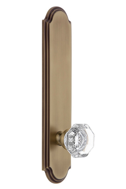 Grandeur Hardware - Hardware Arc Tall Plate Passage with Chambord Knob in Vintage Brass - ARCCHM - 813779