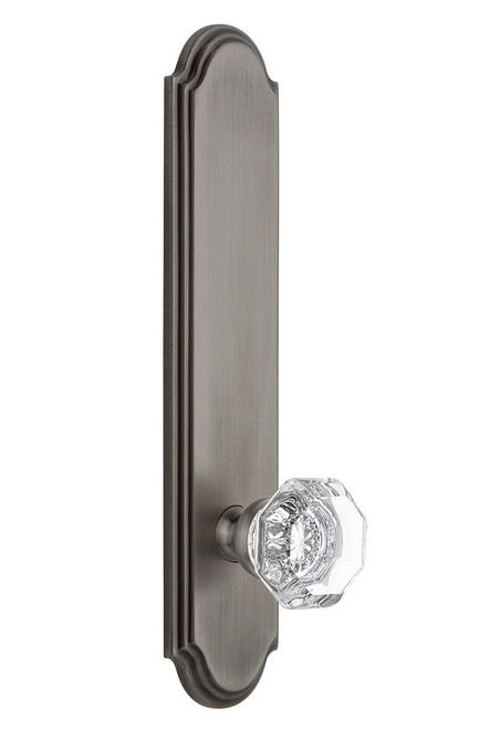 Grandeur Hardware - Hardware Arc Tall Plate Privacy with Chambord Knob in Antique Pewter - ARCCHM - 836802