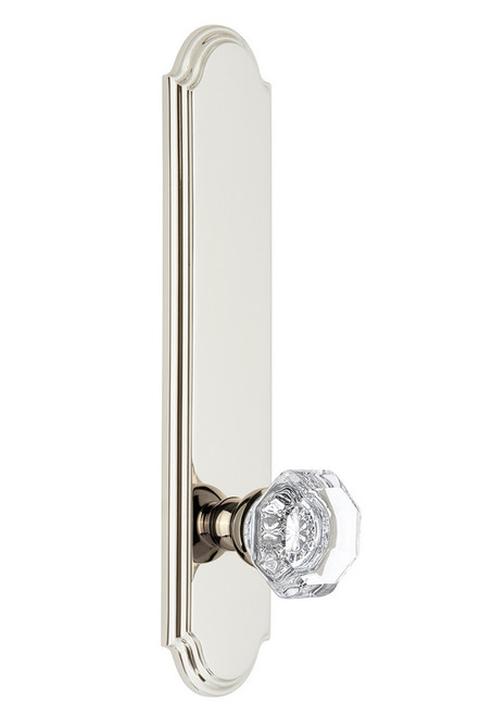 Grandeur Hardware - Hardware Arc Tall Plate Privacy with Chambord Knob in Polished Nickel - ARCCHM - 836810