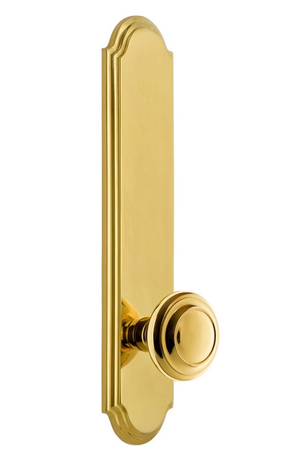 Grandeur Hardware - Hardware Arc Tall Plate Double Dummy with Circulaire Knob in Polished Brass - ARCCIR - 836503